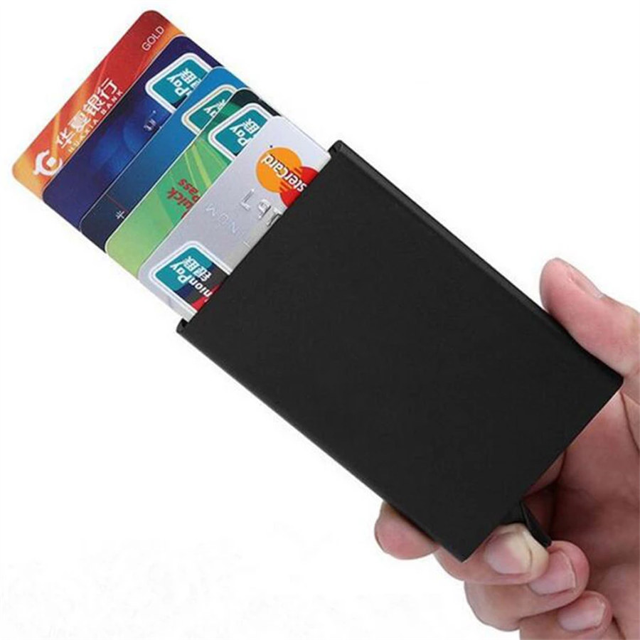 Anti-theft ID Credit Card Holder Minimalist Porte Carte Thin Aluminium Metal Wallets Pocket Case Bank Women Men Credit Card Box