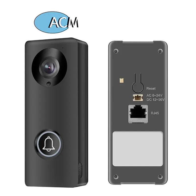 Black security video door phone intercom HD pro doorbell video 1080p enabled ring wireless smart wifi video doorbell