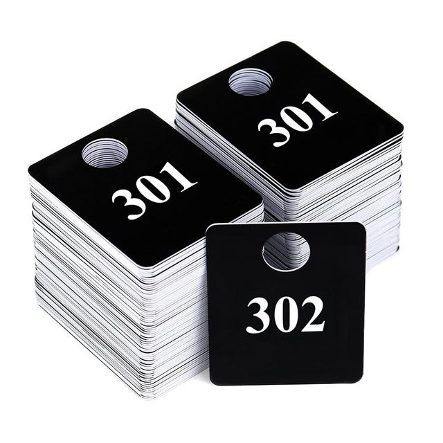 Both Sides Number Printing Cards Hole Punched Plastic Clothing Tags