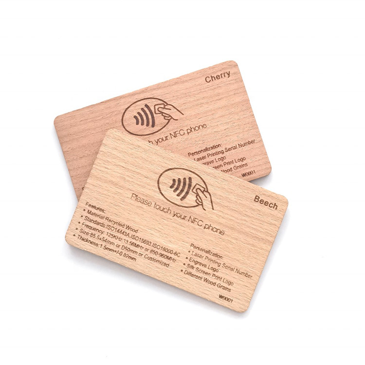 Affärs-/namnkortsdelning Fasion Kontantlös betalning Utskrivbar NFC NTAG 213/215/216 RFID-kort i trä