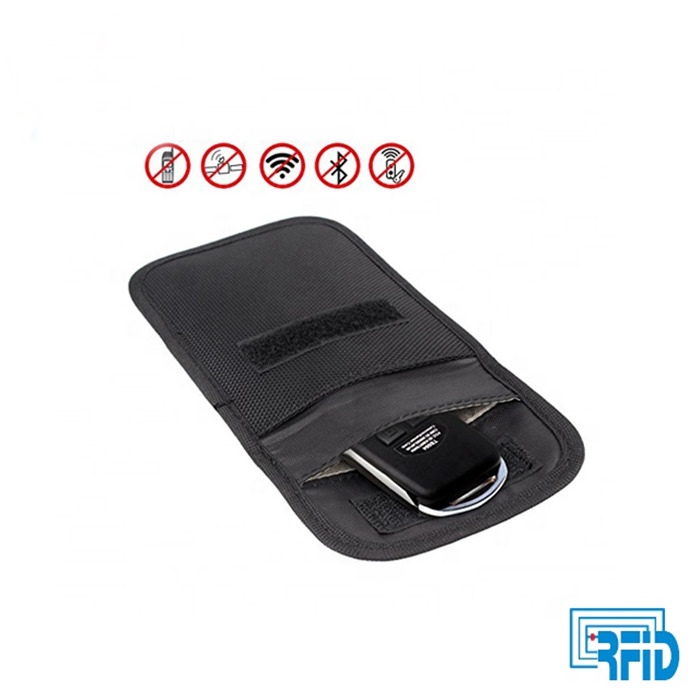 車のキープロテクターWIFI / GSM / LTE / NFC / RFブロッカーファラデーケージシールド車のキーフォブ信号ブロックポーチバッグ