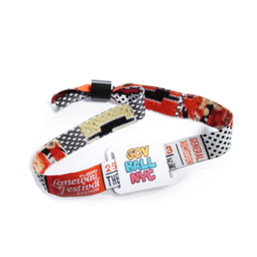Concert Events Disposable Logo Printed RFID Fabric Texta Wristband for Festival