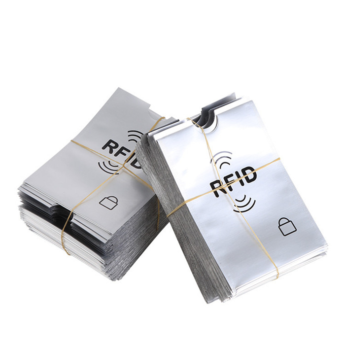 Kontakturik gabeko lapurreta RFID babeslea blokeatzea ID txartelaren mahukaren euskarria Aluminiozko papera Kreditu txartelaren RFID mahuka