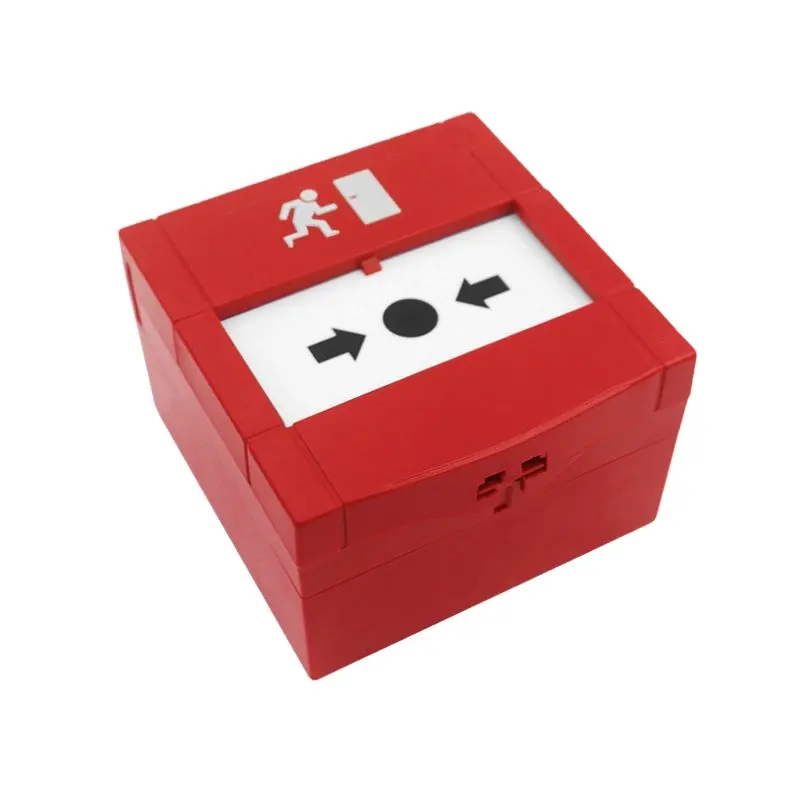Dual Switches Resettable Addressable Reset Key Red Emergency Fire Alarm Manual Call Point with Cover Exit Button