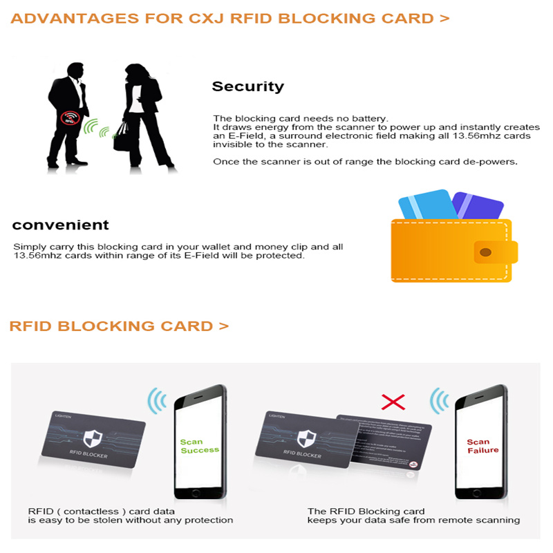 Thẻ tín hiệu bằng nhựa RFID chặn thẻ tín hiệu Tilonstar RFID chặn thẻ tín dụng mỏng