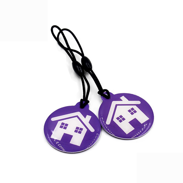 ISO 14443 25mm QR Code Printed Waterproof NFC Epoxy Tag with Lanyard