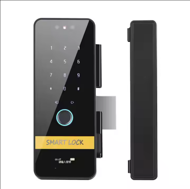 Kunci Pintu Kaca Elektronik Rumah Cerdas ID Wajah Wifi Aplikasi Tuya Kata Sandi Sidik Jari Keypad Digital Kunci Pintu Pintar