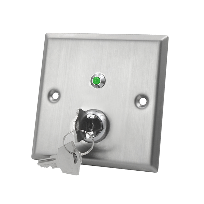 Key switch exit button with changeable LED light request to exit button