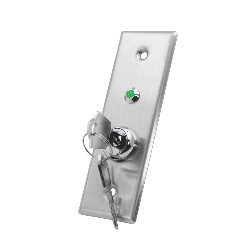 Indstiksrør i rustfrit stål nøddøråbner ON OFF nøglekontakt to lysdioder rød grøn oplyst trykudgangsknap