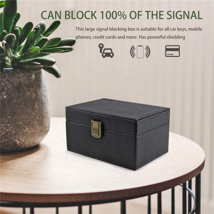 Multifunction RFID Signal Blocking Case PU Leather Faraday Box ສໍາລັບກະແຈລົດ