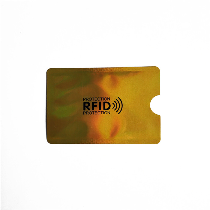 ウォレット用の新しい到着カラフルなレーザー印刷盗難防止RFIDプラスチックセキュアプロテクターブロッキングバンクカードスリーブホルダー