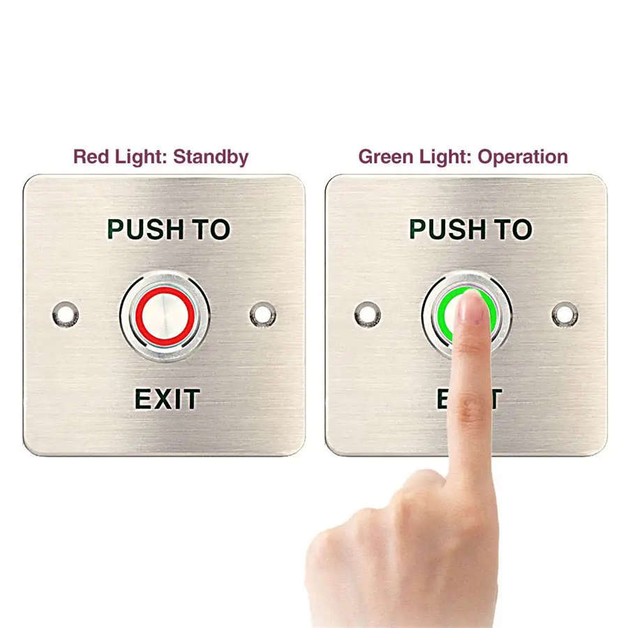 Botón de salida sin contacto, placa de acero inoxidable, Control de acceso, botón de liberación de puerta infrarroja