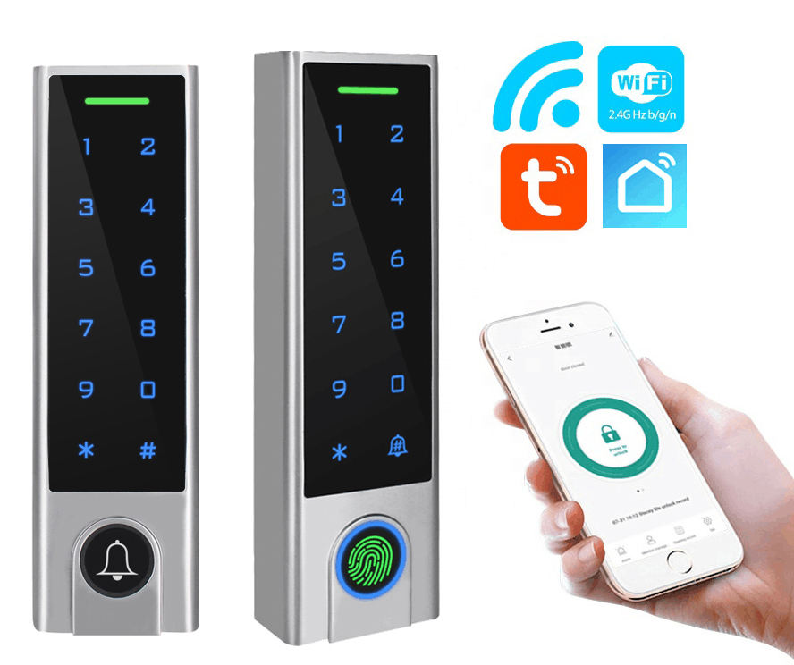 Productos de moda superiores, cerraduras de puerta con huella digital rfid, sistema de control de acceso inteligente biométrico tuya wifi