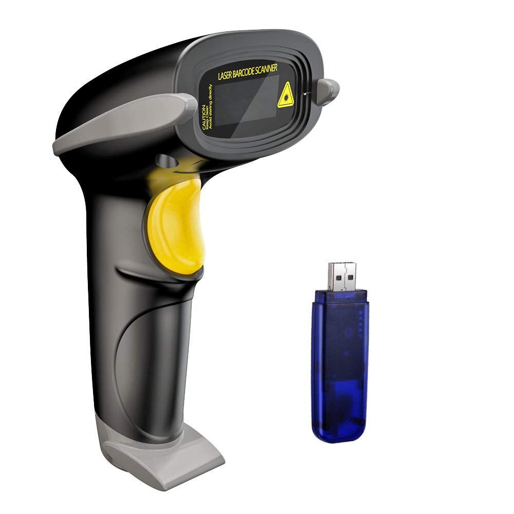 USB Cordless 1D Laser Automatic Barcode Reader Handhold Bar Code Scanner with USB Receiver for Store