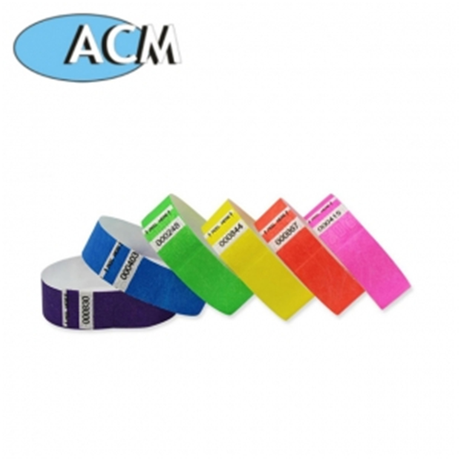 W008 Mf 13.56mhz Wristbands RFid Paper Printing Wristbands