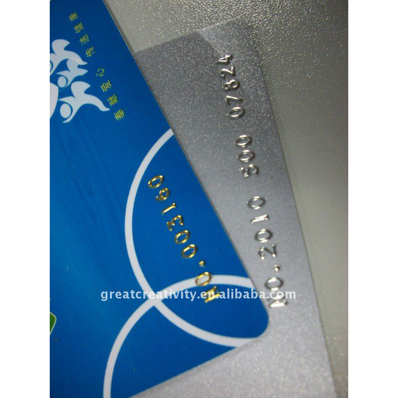 CR 80 Size Plastic Silver Embossed Business Cards