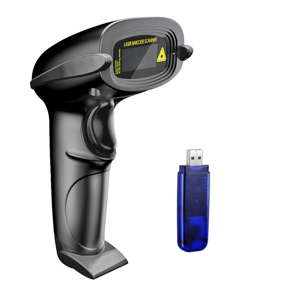 Wireless Barcode Scanner 328 Feet Transmission Distance USB Cordless 1D Laser Automatic Barcode Reader Handhold Bar Code Scanner with USB
