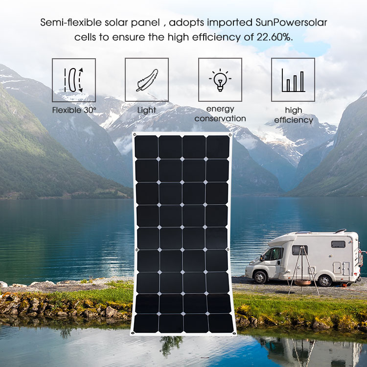 پانل خورشیدی انعطاف پذیر با لایه نازک ETFE 110w با سلول های خورشیدی