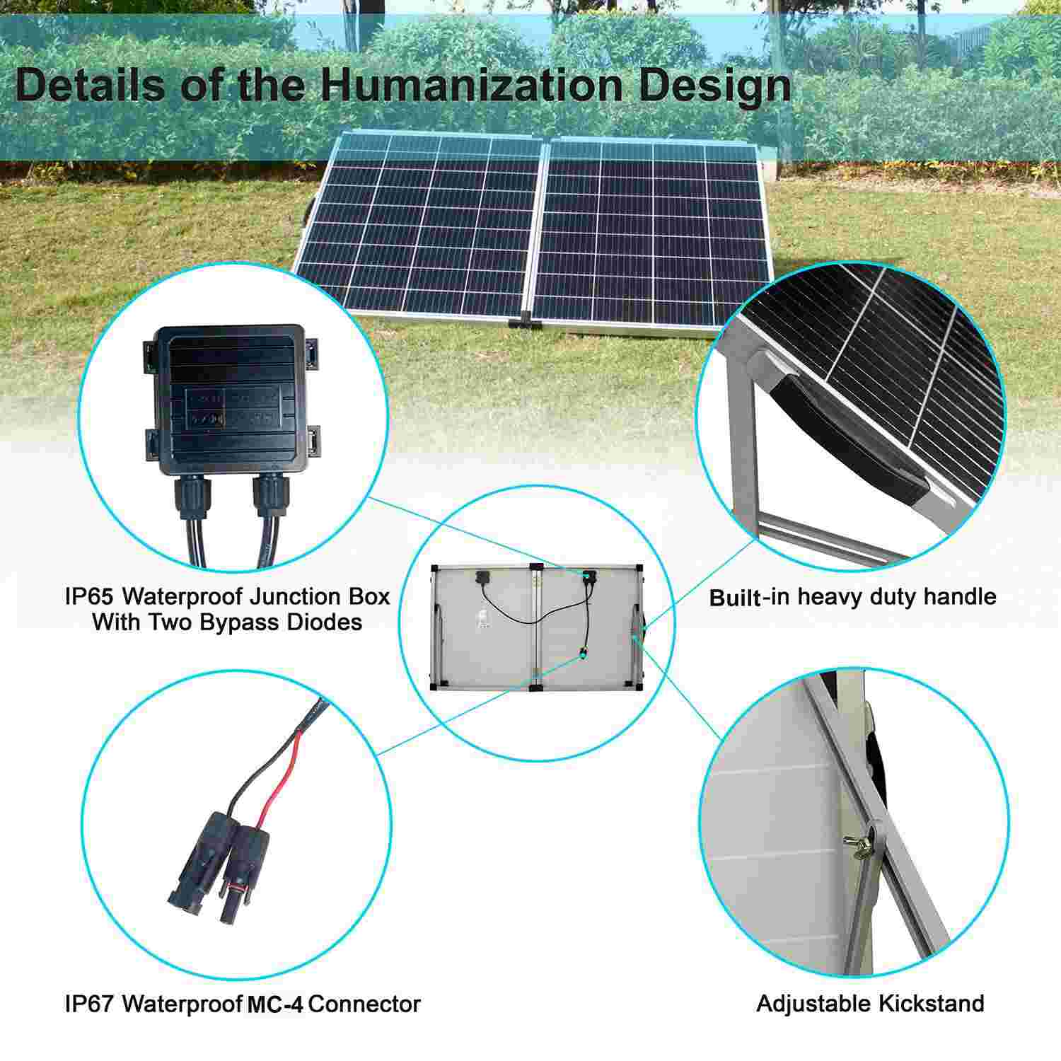 200w 12V Kapalı Izgara Solar katlanabilir panel