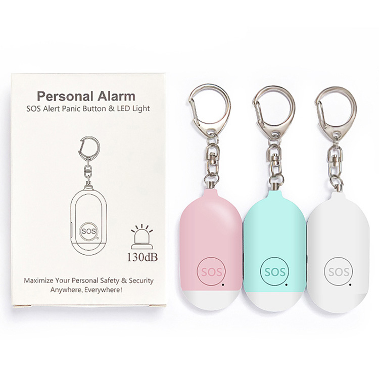 130dB Recharge Alarme personnelle d'urgence avec lampe de poche LED Porte-clés d'alarme de sécurité personnelle