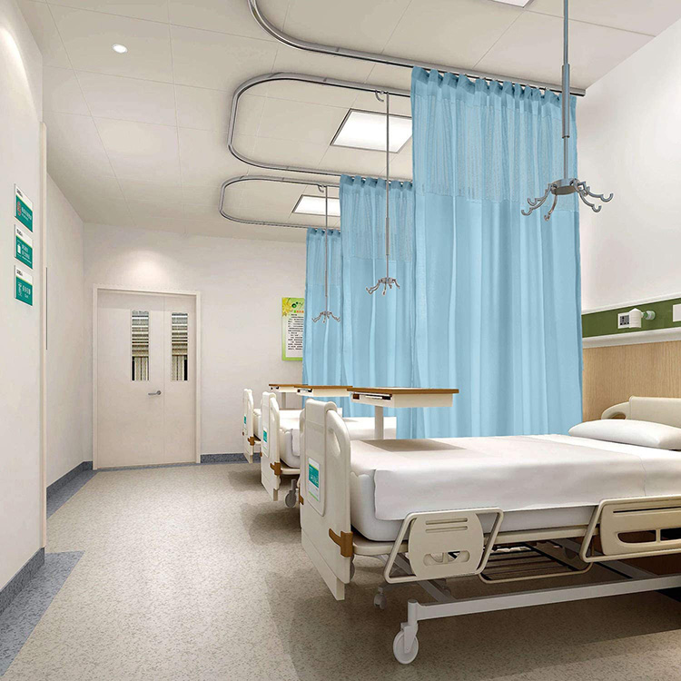 Tirai Rumah Sakit Tinggi Poliester dengan Kait Datar untuk Medis Rumah Sakit di Rumah Sakit Privasi - 0