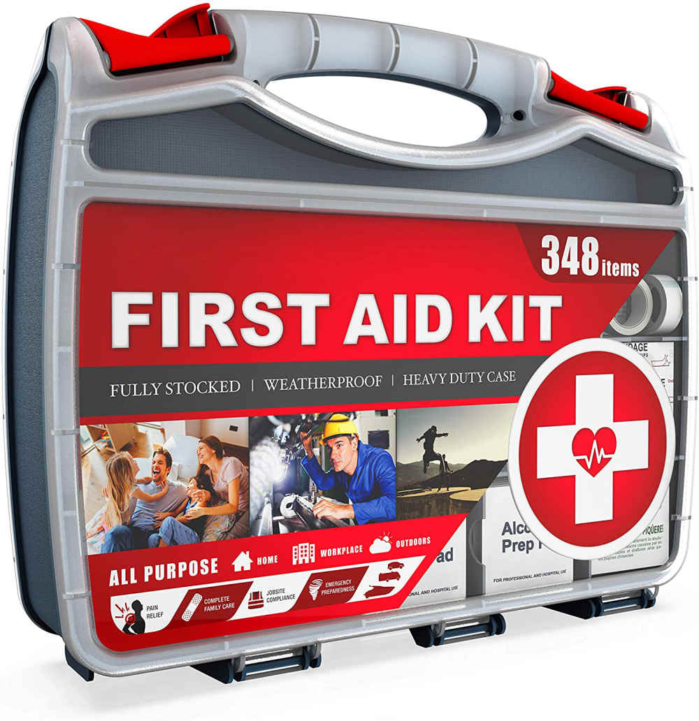 2-i-1 Heavy-Duty Dubbelsidigt Hardcase First Aid Kit innehåller 348 delar Första Hjälpen Kit