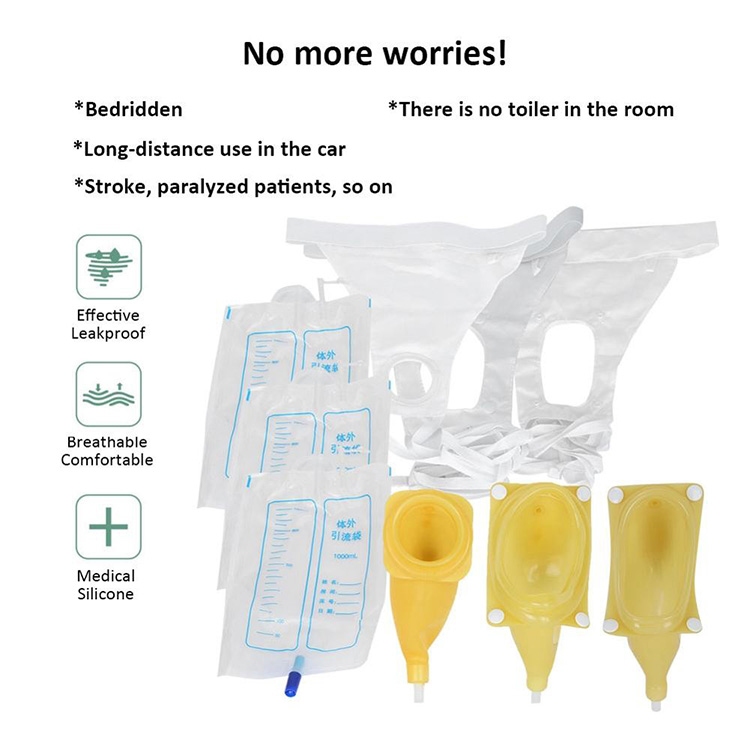 Silicone Urine Collector Bag Adults Urinal with Urine Catheter Bags for Older Men Woman Elderly Toilet Pee - 4
