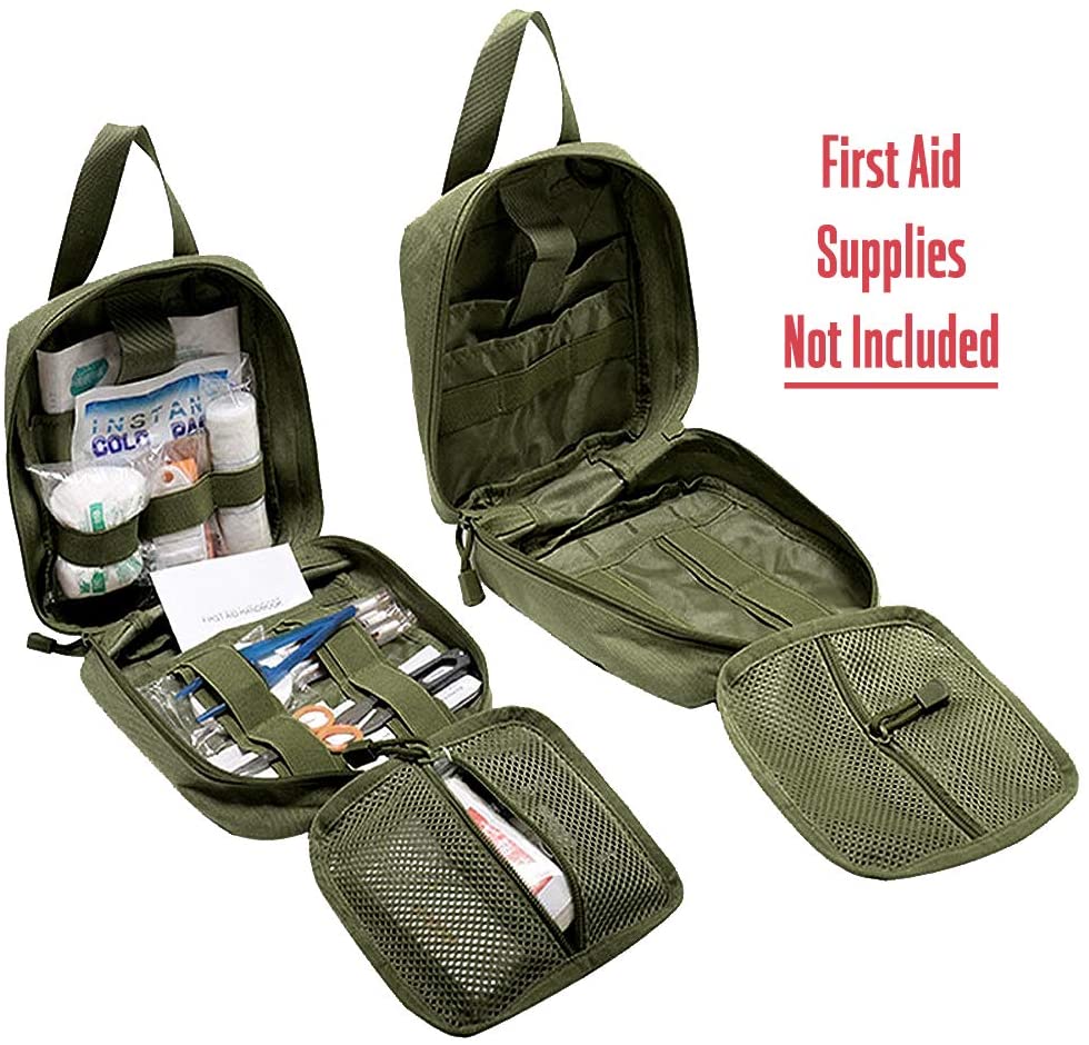 Green Tactical First Aid Military Medical Pouch Include Red Cross Patch - 3