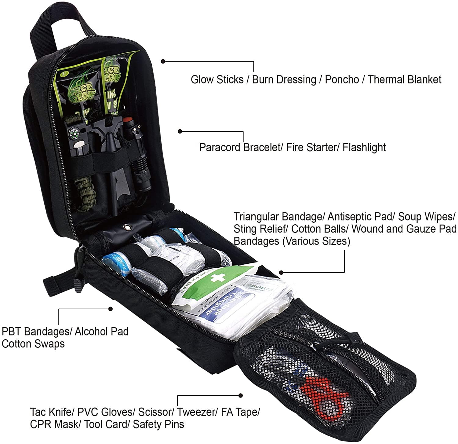 Black Survival First Aid Kit Contains Contains 250 Piece First Aid Kit - 0