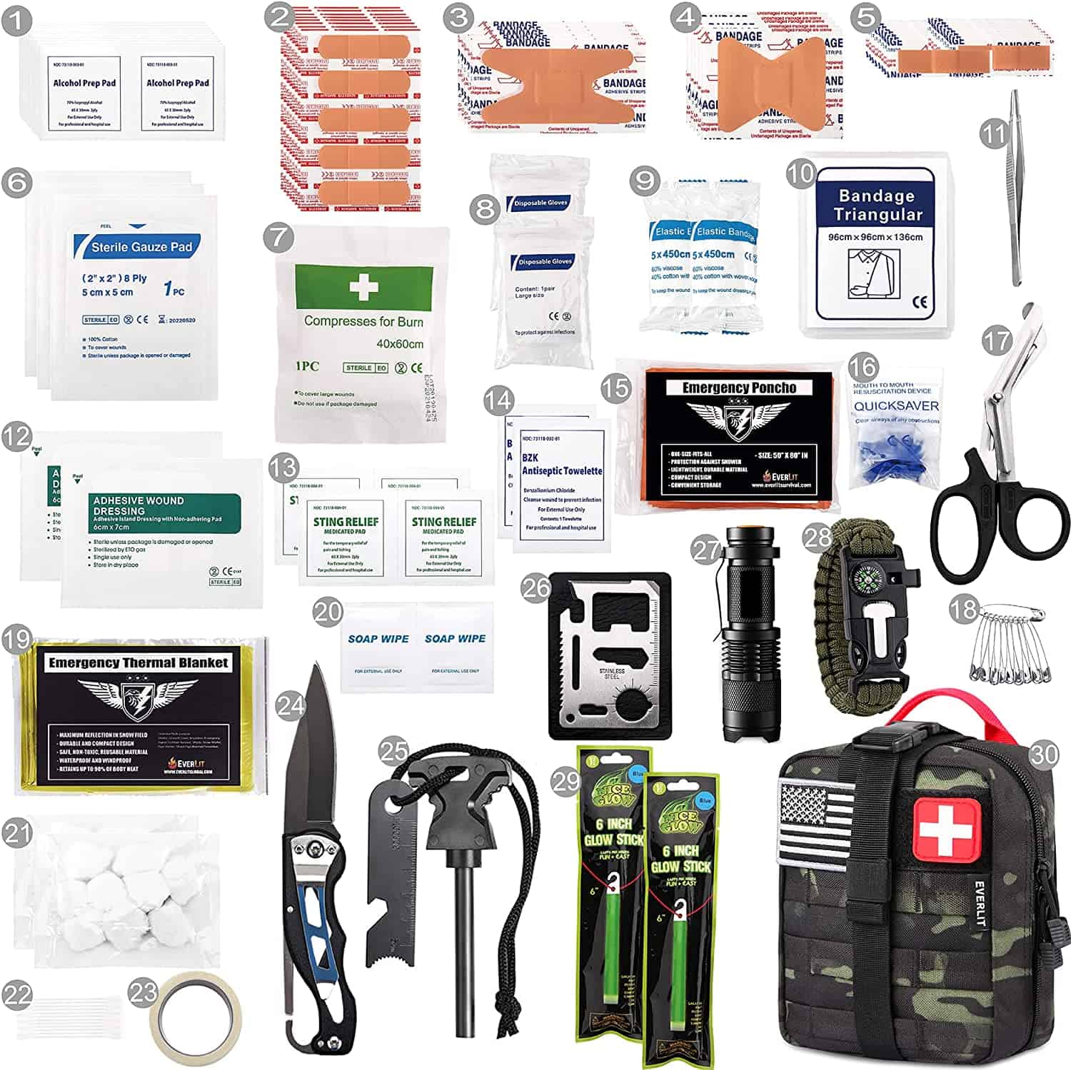 Black Camo Survival First Aid Kit Contains Contains 250 Piece First Aid Kit - 1 