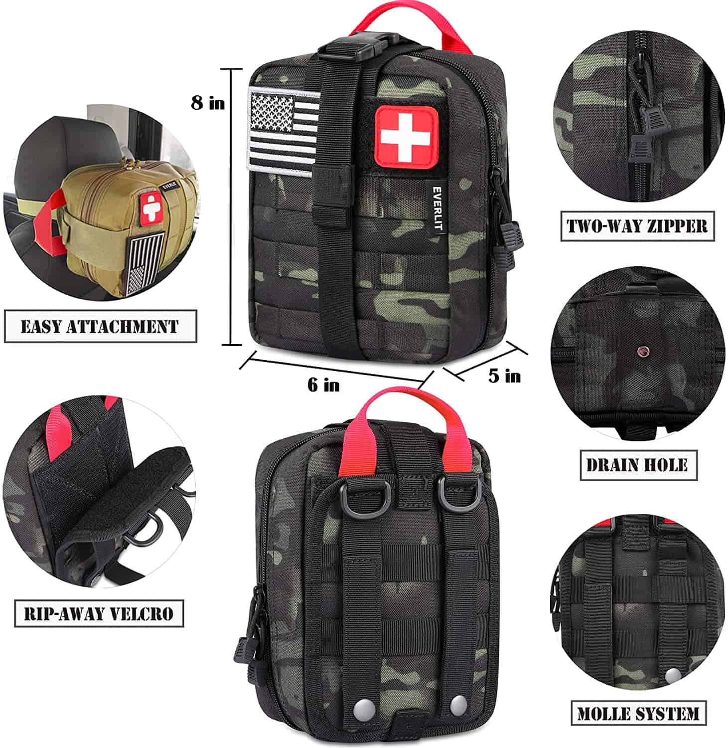 Black Camo Survival First Aid Kit Contains Contains 250 Piece First Aid Kit - 2