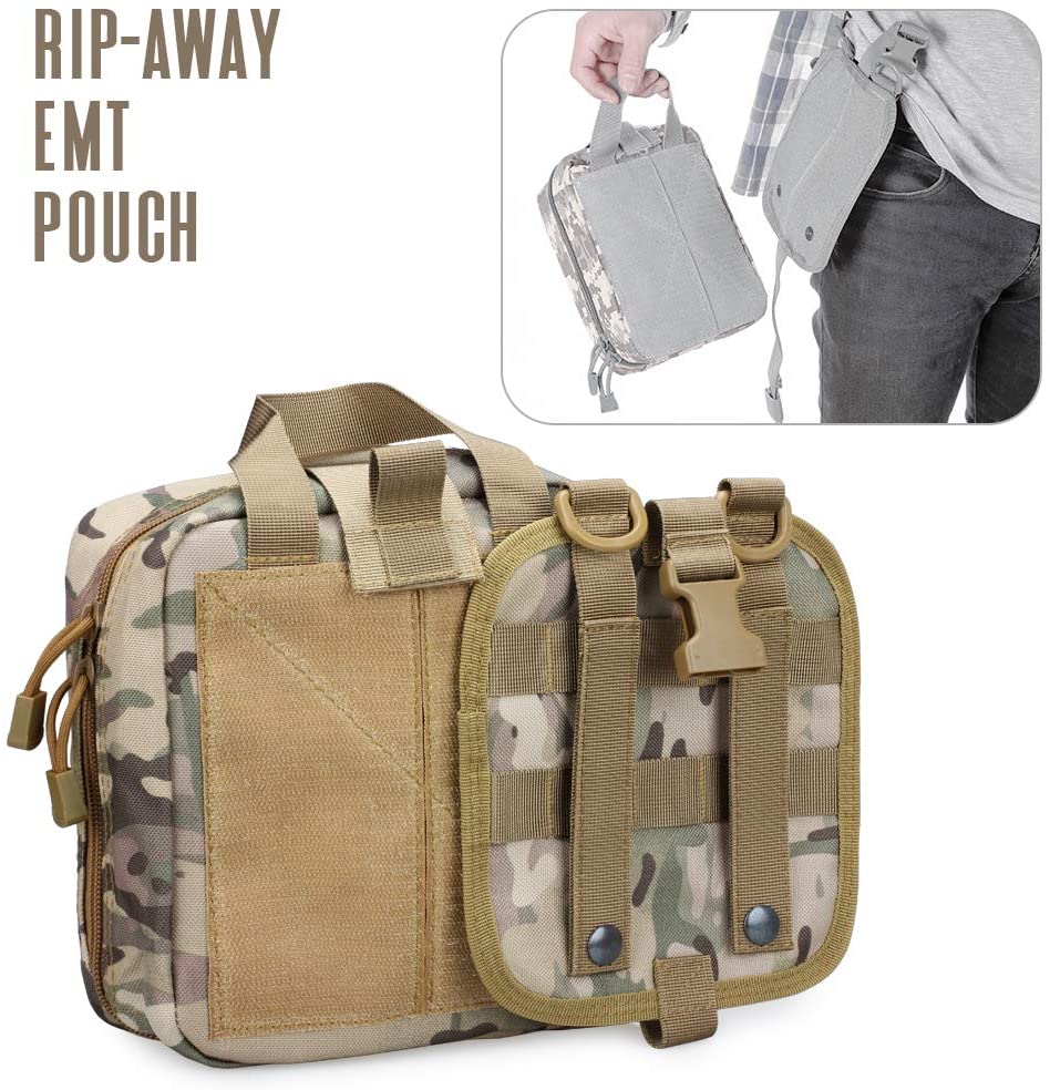 Camo Tactical First Aid Military Medical Pouch Include Red Cross Patch - 1 