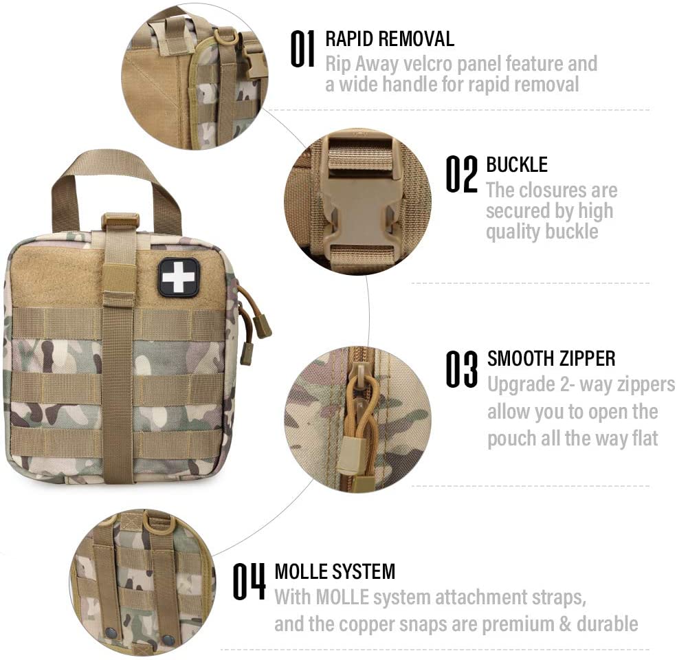 La bolsa médica militar de primeros auxilios tácticos de Camo incluye parche de la Cruz Roja - 3