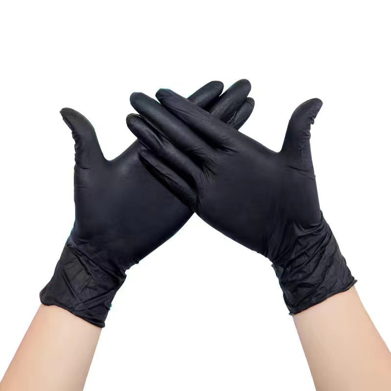 Disposable Black Synthetic Gloves - 6 