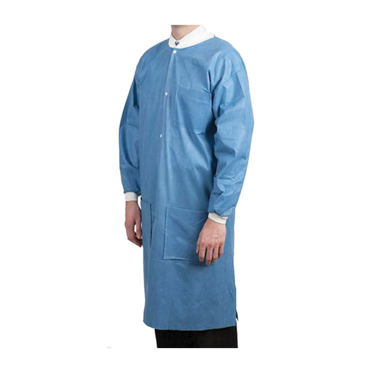 Disposable Pp and Pe Nonwoven Acid Resistant Medical Blue Lab Coat - 2 