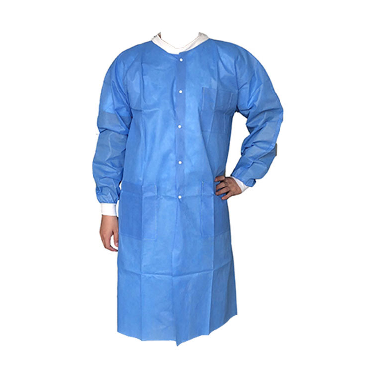 Pp isọnu ati Pe Nonwoven Acid Resistant Medical Blue Lab Coat
