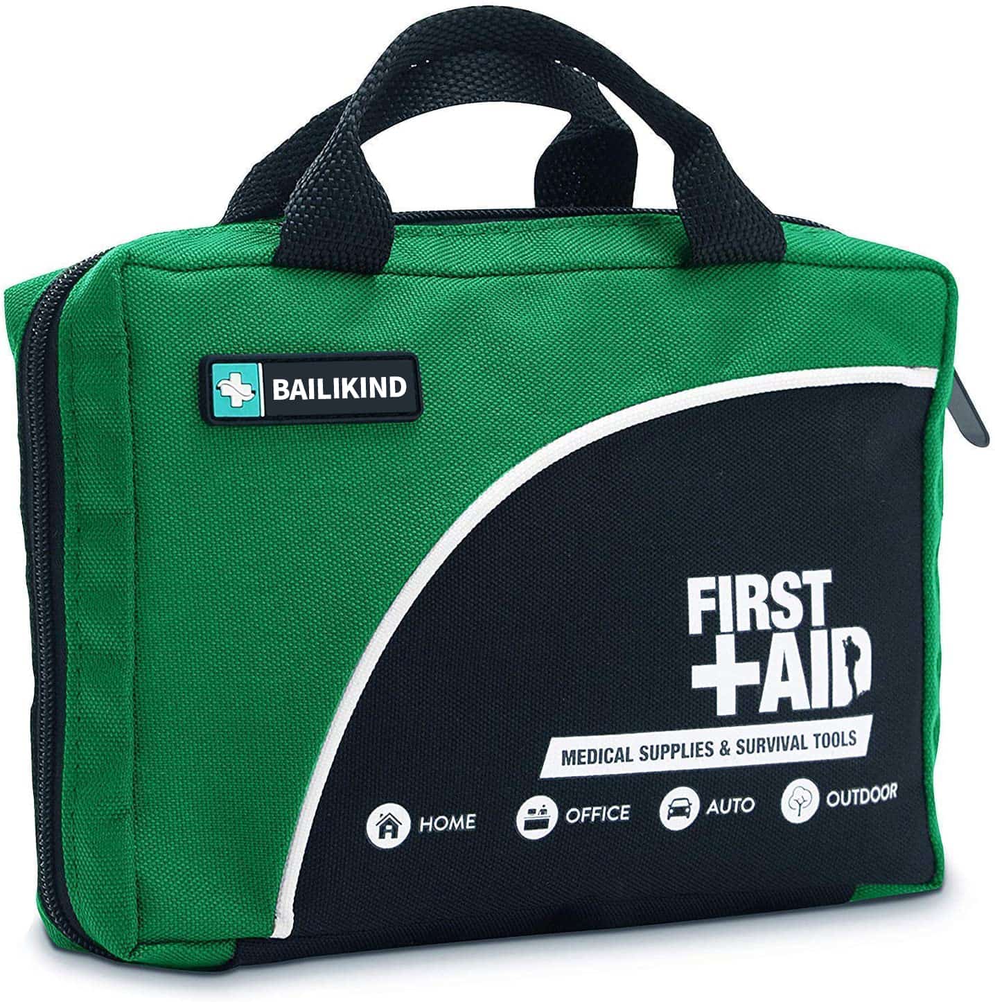 Πράσινη τσάντα χειραποσκευών πρώτων βοηθειών