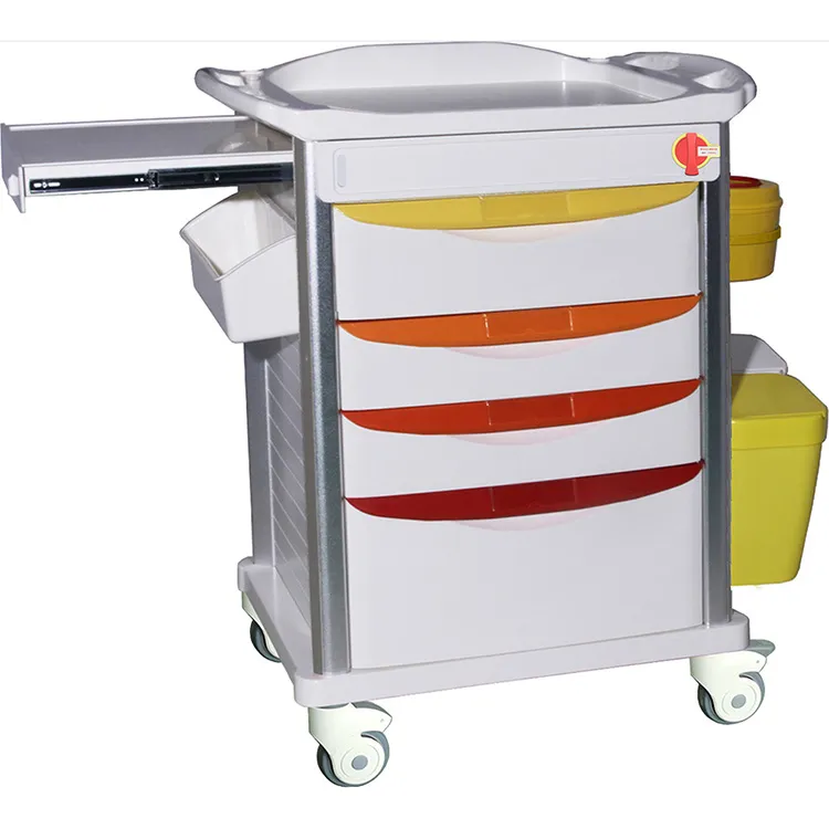 Awọn ohun elo Iṣoogun Ile-iwosan Ti n ṣiṣẹ yara pajawiri Trolley