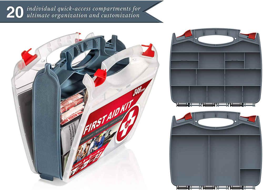 2-in-1Heavy-Duty Dual-Sided Hardcase First Aid Kit Contains 348 Piece First Aid Kit - 2 