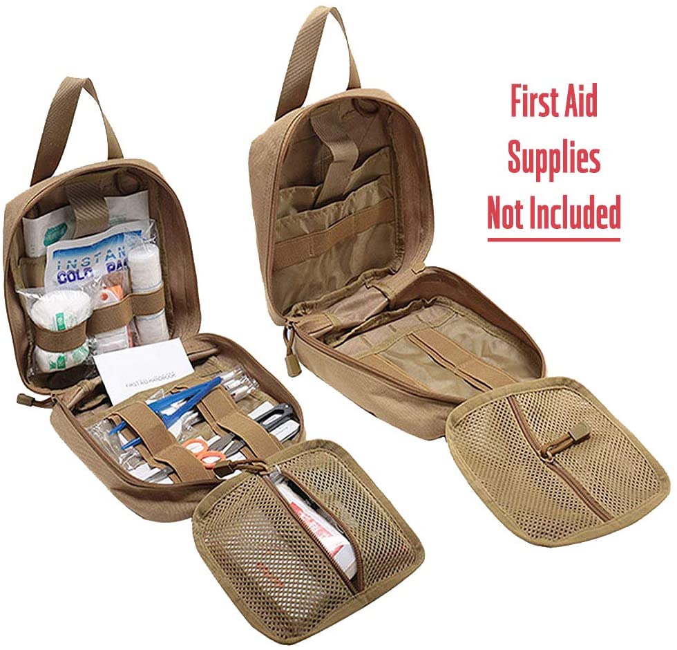 Khaki Tactical First Aid Military Medical Pouch Include Red Cross Patch - 2