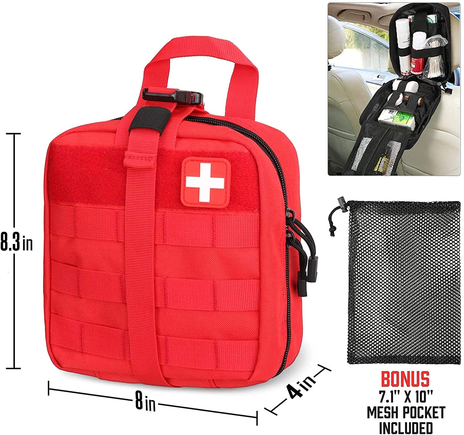 La bolsa médica militar de primeros auxilios tácticos rojos incluye el parche de la Cruz Roja