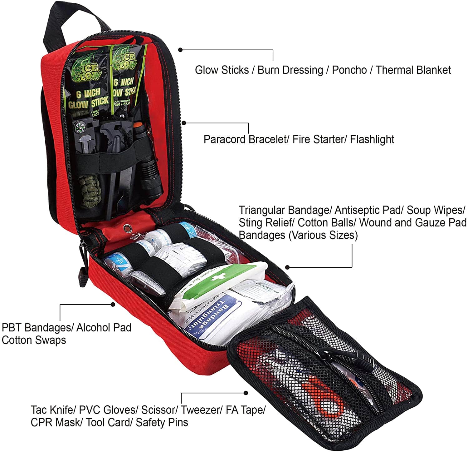 Red Survival First Aid Kit Contains Contains 250 Piece First Aid Kit - 1