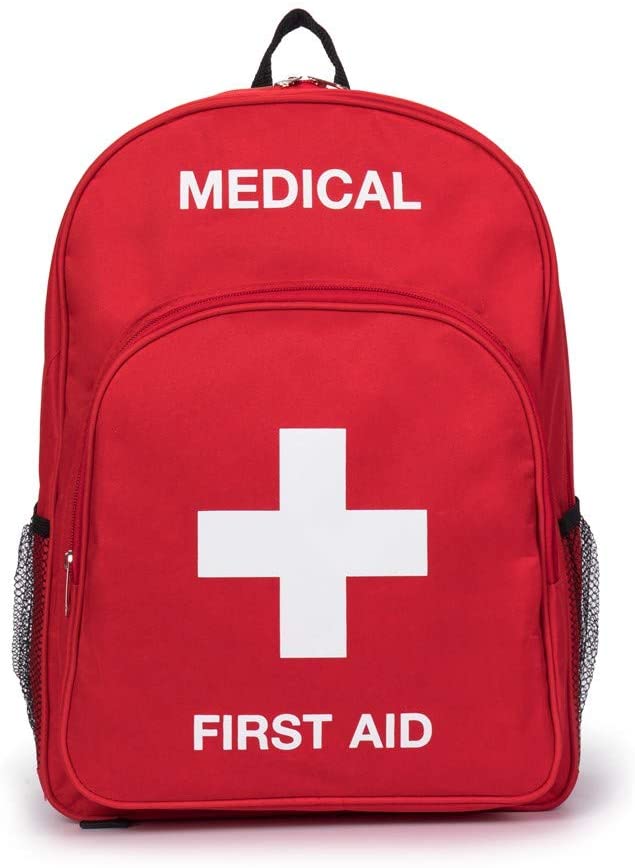 Red Nylon Medical First Aid Backpack Bag