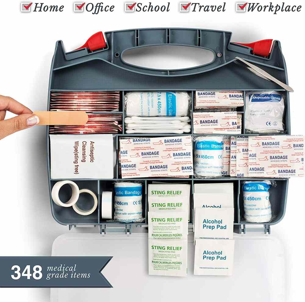2-in-1Heavy-Duty Dual-Sided Hardcase First Aid Kit Contains 348 Piece First Aid Kit - 3