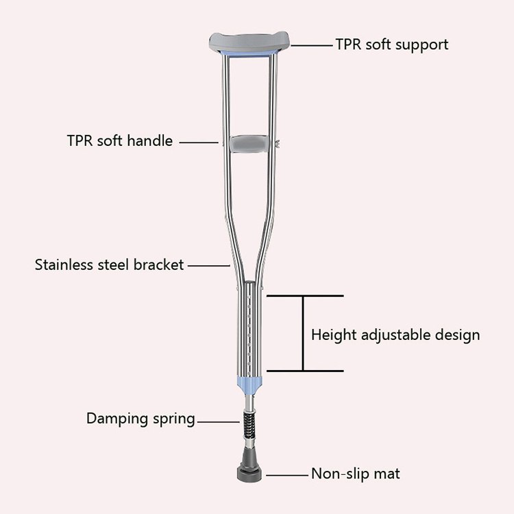 Stainless Steel Single Lift Walking Stick - 1 