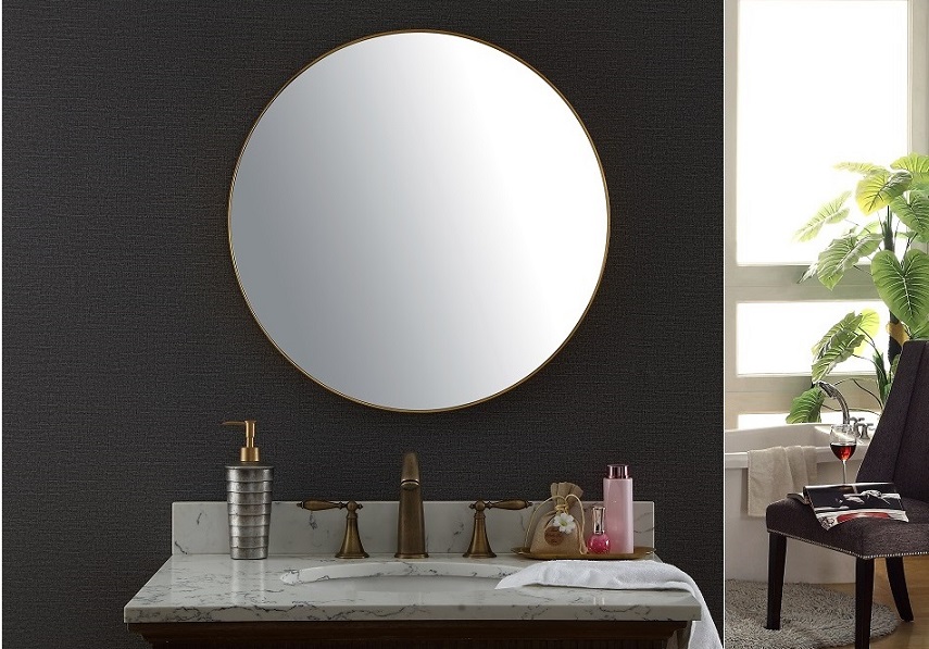 Stainless Steel Frame Bathroom Mirror Round - 2