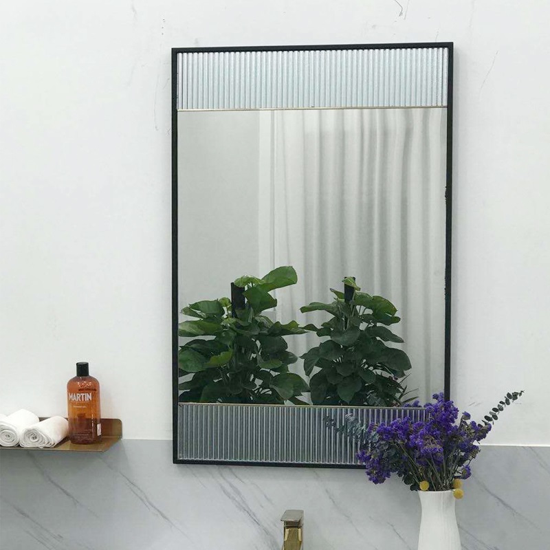 Black Metal Frame Bathroom Mirror