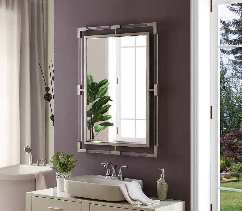 Square Acrylic Frame Bathroom Mirror - 2 