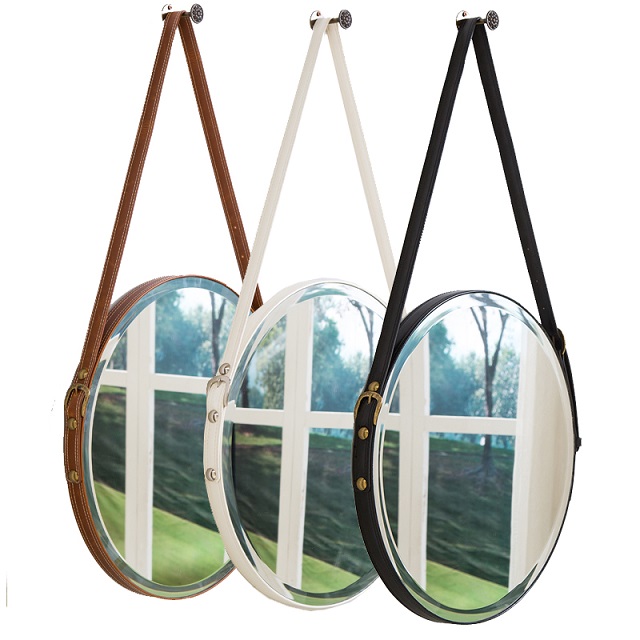 PU Leather Wall Hanging Mirror