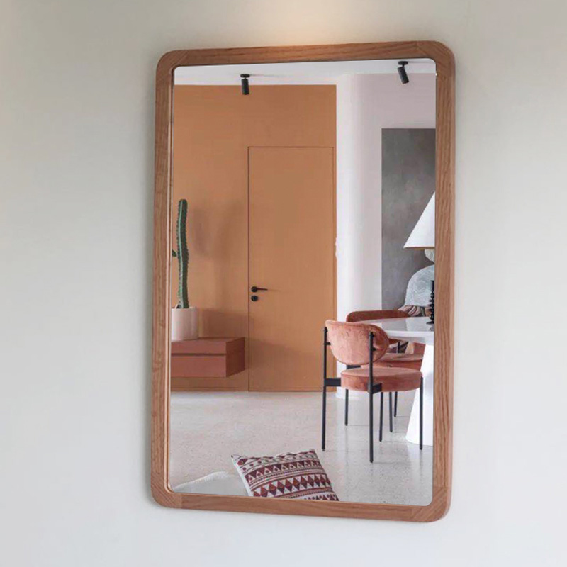 Specchio da parete con cornice in quercia rossa
